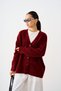 Women's V-Neck Button-Front Knit Cardigan, Burgundy - 2
