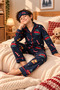Boys' Button-Front, Patterned, Long-Sleeved Pajama Set and Eye Mask - 2