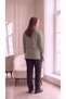 Women's Plus Size Green and Beige Striped Long-Sleeved Basic Cotton Long Sweatshirt - 8