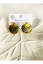 STEEL EARRINGS WITH SEA SHELL DESIGN IN BLACK AND GOLD - 4