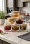 | ODIN | 6-Piece Glass Breakfast Set & Storage Container - Leak-Proof Silicone-Lined Bamboo Lid, 260 ml.