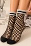 Wide Fishnet Ankle Socks with Black Stripes - 2