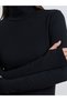 Black Ribbed High Neck Knit Top - 4