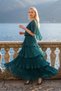 Astra V-Neck Tiered Pleated Long Chiffon Evening Dress