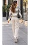 Striped Polo Collar Button Detailed Knitwear Sweater - 4