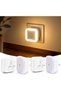 SHAWSOON 4Pcs Night Light, ضوء الليل, Warm LED Nightlight, Wall-Mounted, Smart Dusk to Dawn Sensor,