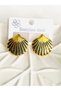 STEEL EARRINGS WITH SEA SHELL DESIGN IN BLACK AND GOLD - 3