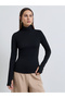 Black Ribbed High Neck Knit Top - 3