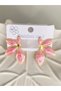 STEEL EARRINGS WITH PINK-LEAVED FLOWERS - 4