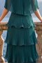 Astra V-Neck Tiered Pleated Long Chiffon Evening Dress - 6