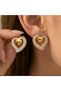 STEEL EARRINGS—HEART-SHAPED, WITH CREAM AND GOLD DETAILS