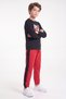 Boys' Round-Neck Sweatsuit Set with Striped Detail and Print - 4