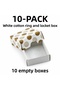 Set of 10 White Cotton Ring and Earring Storage Boxes