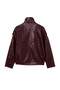 Burgundy*001 Oversized Faux Leather Bomber Jacket with Stand-Up Collar Twoaw27Mo00042 - 4