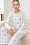 Women's Patterned Breathable Ecru Pajama Set 4690 - 4