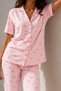 Women's Classic Natural Button Night Pink Pajama Set - 3