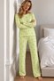 Women's Stylish Long Sleeve Green Pajama Set - 5