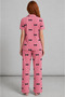 Women's Short Sleeve Patterned Pink Pajama Set 4729 - 2