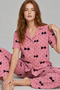 Women's Short Sleeve Patterned Pink Pajama Set 4729 - 4