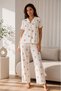 Women's Loose Long-Legged Cotton Off-White Pajama Set - 6