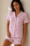 Women's Plain Cotton Homewear Pink Pajama Set - 3