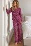 Women's Striped Comfort Fit Lilac Pajama Set - 4