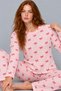 Women's Striped Comfortable Fit Two-Piece Light Pink Pajama Set 4805 - 5