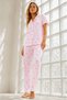 Women's Young Loose Yarn-Dyed Pink Pajama Set