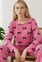 Women's Patterned Breathable Pink Pajama Set 4694
