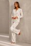 Women's Front Buttoned Long Sleeve Bottom Top White Pajama Set - 6