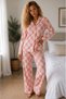 Women's Knitted Shirt Collar Pink Pajama Set - 6
