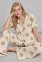 Women's Short Sleeve Patterned Ecru Pajama Set 4739 - 2