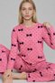 Women's Patterned Breathable Pink Pajama Set 4694 - 4