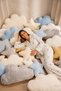 Women's Front Buttoned Long Sleeve Bottom Top White Pajama Set - 3