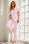 Women's Young Loose Yarn-Dyed Pink Pajama Set - 5