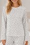 Women's Heart Long Sleeve Comfortable Pajama Set 4673 White - 2