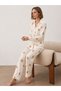 Women's Shirt Collar Long Sleeve White Pajama Set - 4