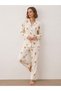 Women's Shirt Collar Long Sleeve White Pajama Set - 5
