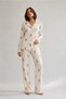 Women's Shirt Collar Buttoned Nightwear White Pajama Set