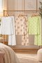 3-Piece Women's Patterned Long-Sleeved Pajama Set, Green