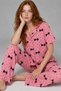 Women's Short Sleeve Patterned Pink Pajama Set 4729 - 5