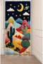Cosmic Desert Dream - Moon and Stars Punch Embroidery Look Bohemian Style Patterned Chiccollage Custom Design Digital Printed Background Curtain