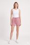 Pink Acid-Wash 100% Cotton Mini Shorts with Drawstring Waist and Elastic Cuff | Knit Fabric, Relaxed Fit, Casual