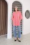 Pink Oversized Long-Sleeve T-Shirt with Double Side Slits | Cotton Basic Crew Neck Single Jersey Fabric - 7