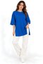Blue Oversized Double-Sleeve Long T-Shirt with Side Slits | Cotton Basic Crew Neck Single Jersey Fabric Day - 4