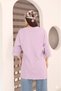 Lilac Oversized Double-Sleeve Long T-Shirt with Side Slits | Cotton Basic Crew Neck Single Jersey Fabric Day - 5