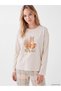 LCW DREAM Pink Jersey-Blend Printed Long-Sleeve Women's Pajama Top, Featuring the ALITA CITY Touch