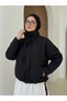 تنورة وبلوزة بأزرار وياقة مطرزة - أسود