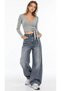 Gray Melange Double Breasted Crop Blouse