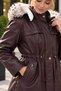 Women's Faux Leather Jacket with Hood and Fleece-Lined Insulation - DR016 - 3